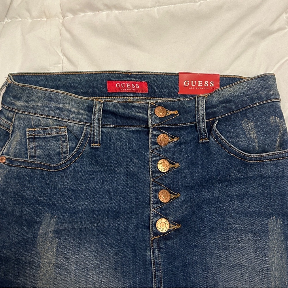 GUESS Dark Wash Denim Pencil Skirt Y2 - Picture 3 of 6
